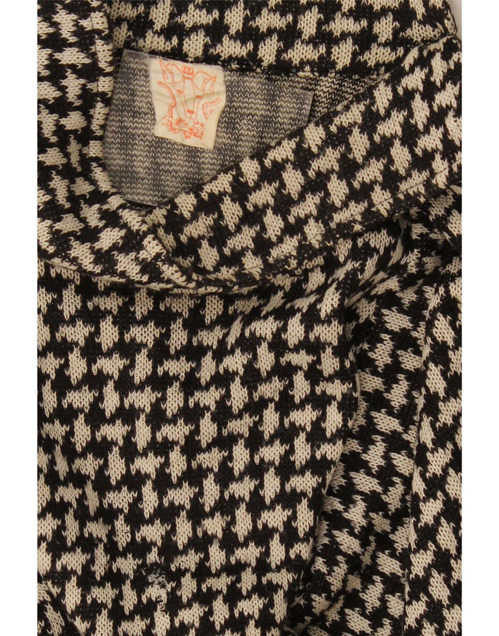 Suéter feminino vintage com gola tartaruga, uk 12, médio, preto, houndstooth