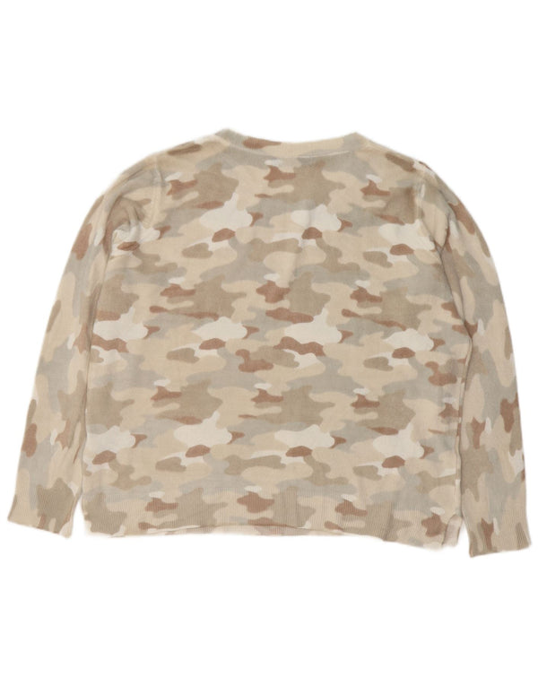 Suéter feminino Marks & Spencer com gola canoa UK 18 XL cinza camuflado