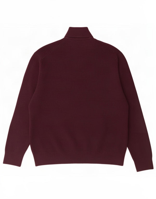 Suéter masculino Marks & Spencer com zíper e gola 3XL poliéster cor de vinho