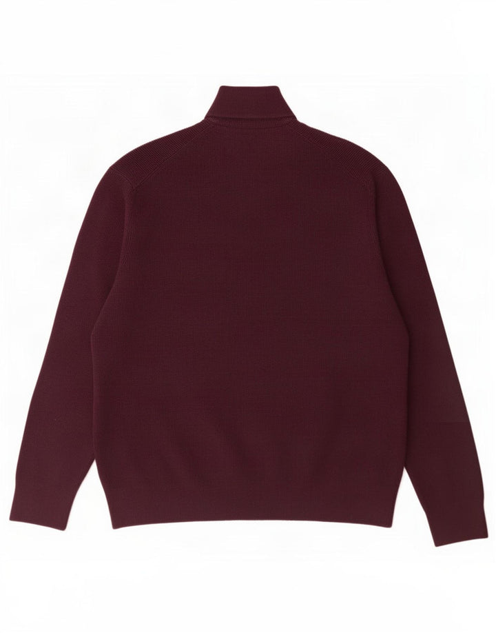 Suéter masculino Marks & Spencer com zíper e gola 3XL poliéster cor de vinho