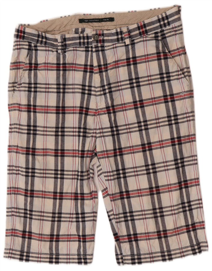 Dockers Mens Khakis Slim Fit Casual Shorts W36 Grande Xadrez Multicolorido