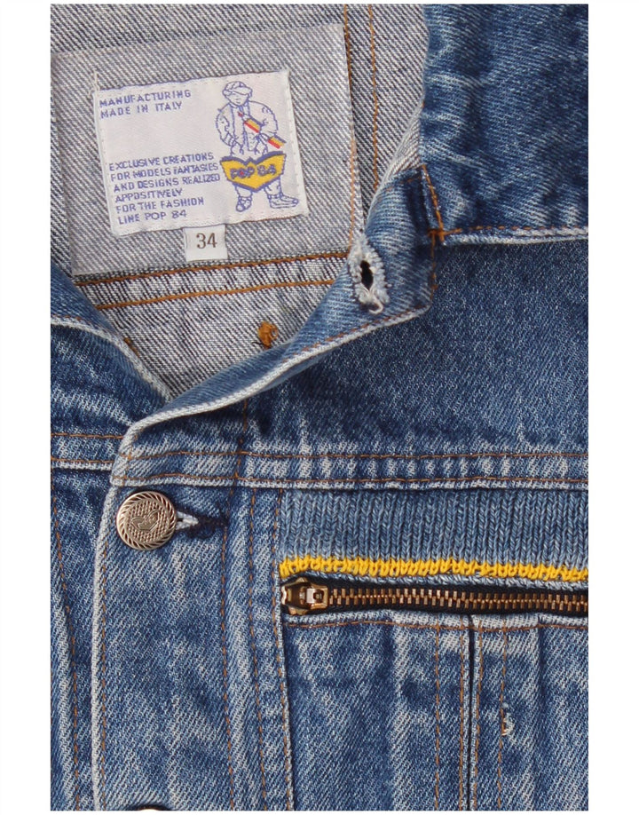 Colete jeans feminino POP 84 UK 2 2XS azul