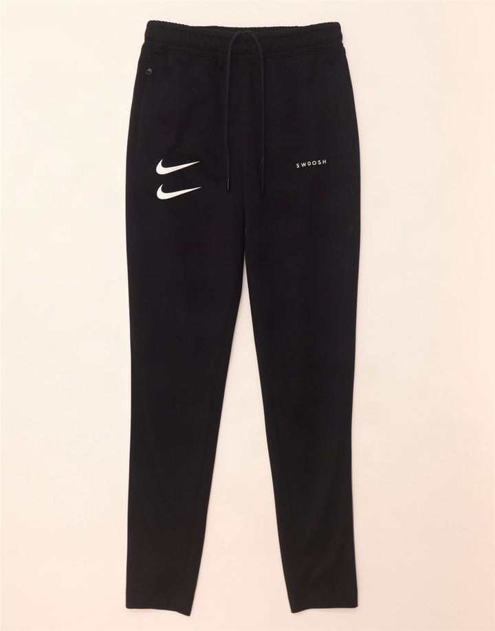Calça de treino Nike masculina Swoosh pequena preta colorblock poliéster