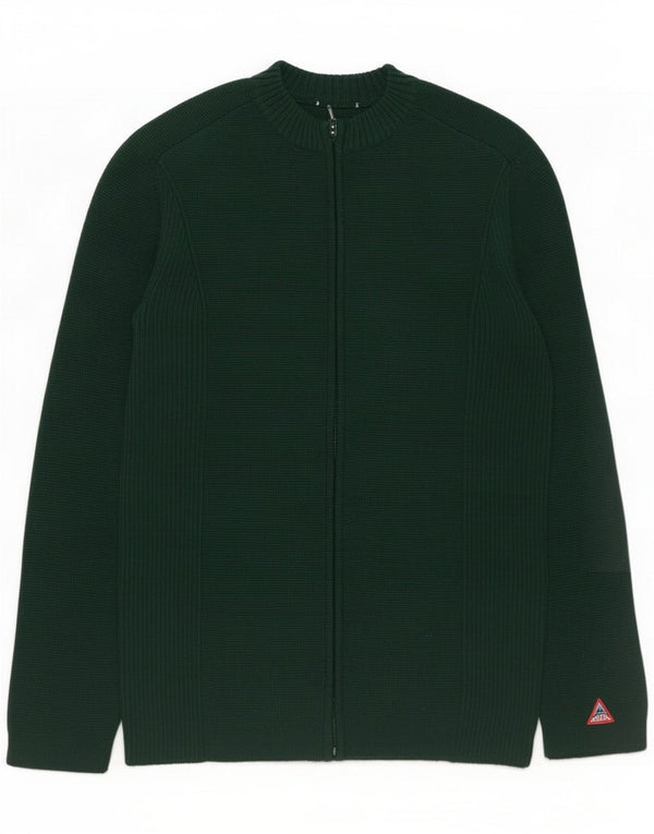 Suéter cardigã feminino vintage UK 12 verde médio