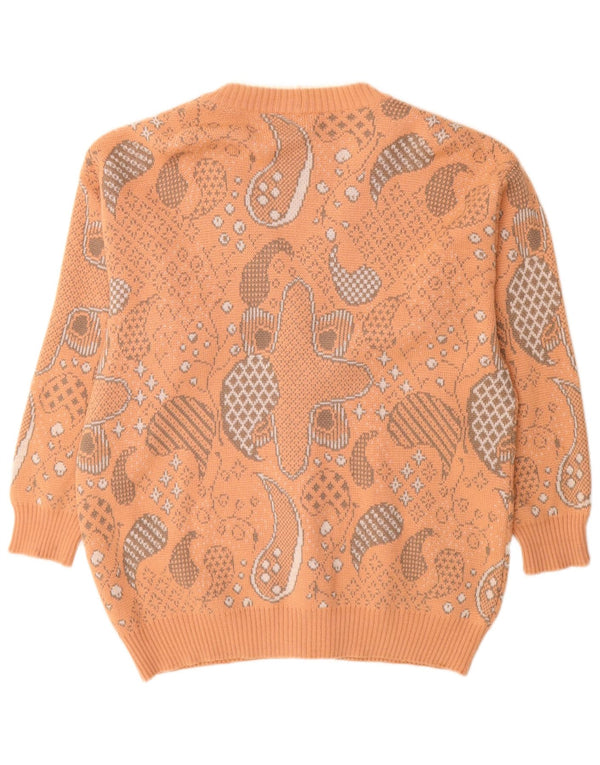 Suéter cardigã feminino Rasica EU 44 XL laranja paisley lã