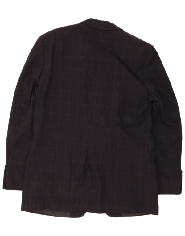 Jaqueta Blazer Masculina Hugo Boss com 3 Botões Reino Unido 38 Médio Azul Marinho Xadrez