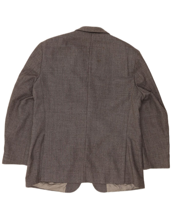 Jaqueta blazer masculina de 2 botões Marks & Spencer Reino Unido 44 XL cinza nova lã