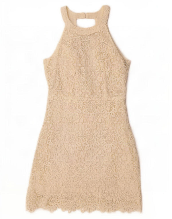 Vestido feminino Hollister de renda frente única US 1 XS branco floral poliéster