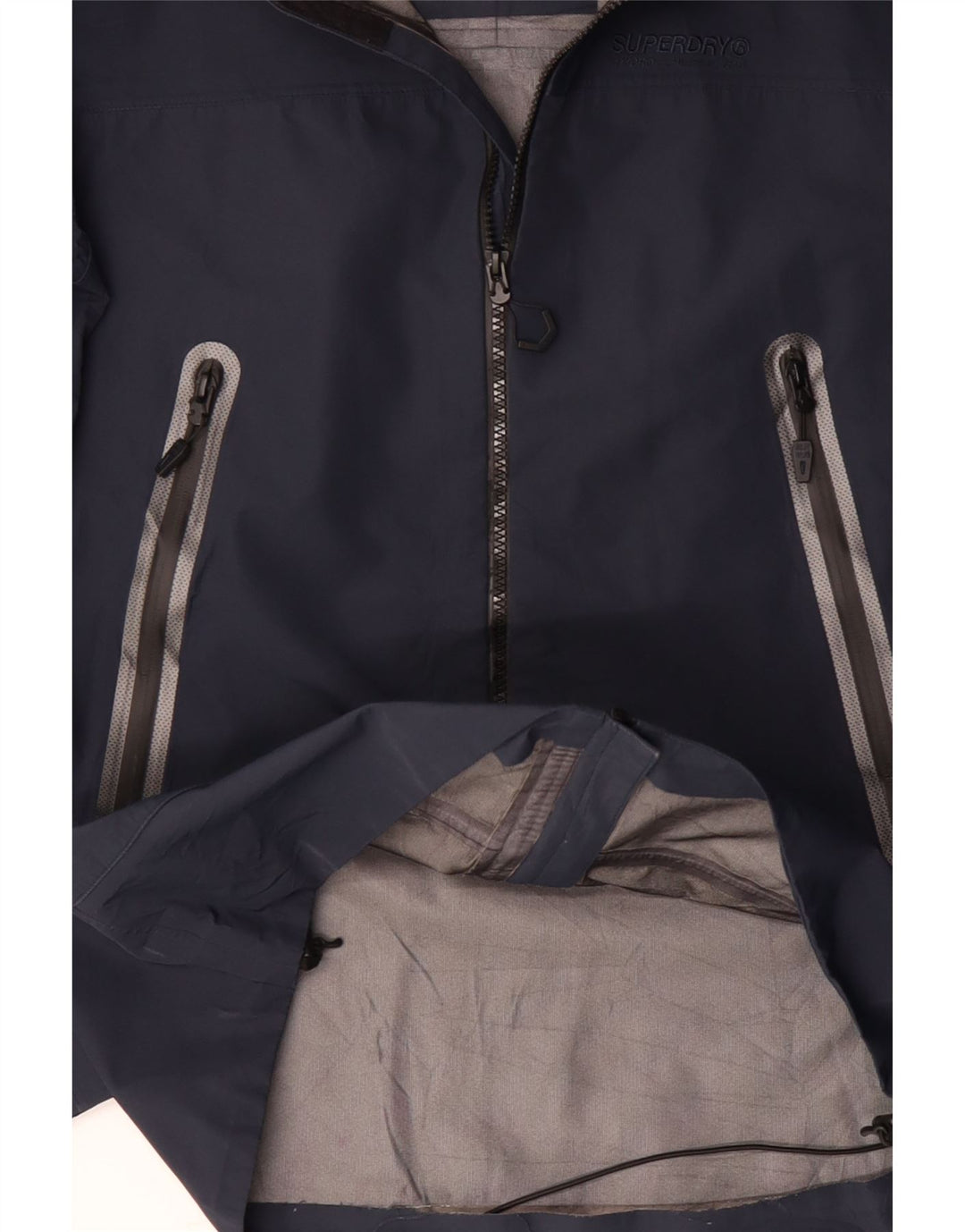 Jaqueta impermeável com capuz masculina SUPERDRY Reino Unido 36 poliéster azul marinho pequeno