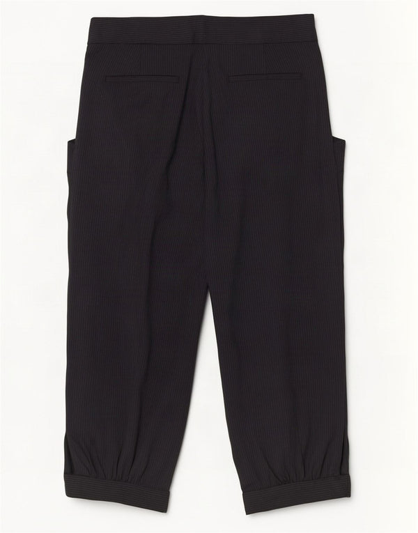 Zara Calça capri feminina pegged pequena W26 L18 risca de giz preta
