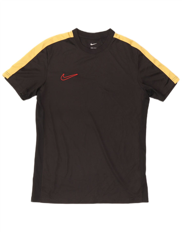 Camiseta masculina Nike Dri Fit Slim Top médio preto colorblock poliéster