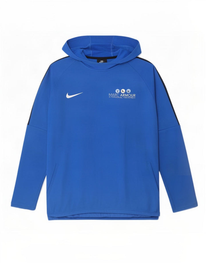 Suéter Nike masculino Dri Fit com capuz gráfico grande azul colorido bloco de poliéster