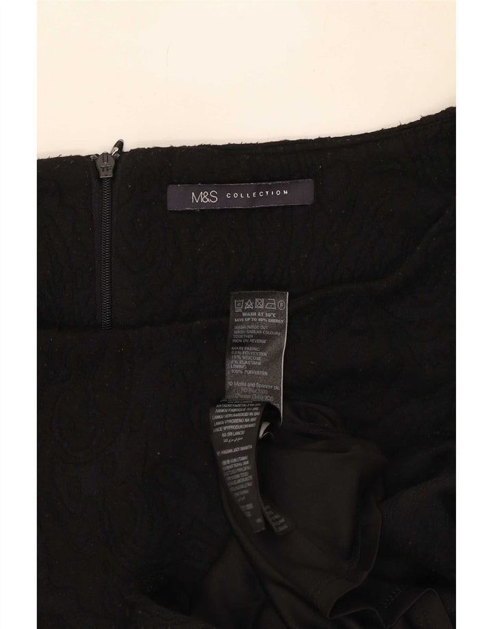 Vestido bainha feminino Marks & Spencer Reino Unido 14 poliéster paisley preto médio