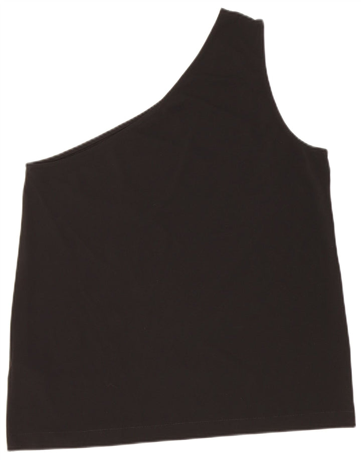 COS Top feminino de um ombro UK 12 viscose preta média