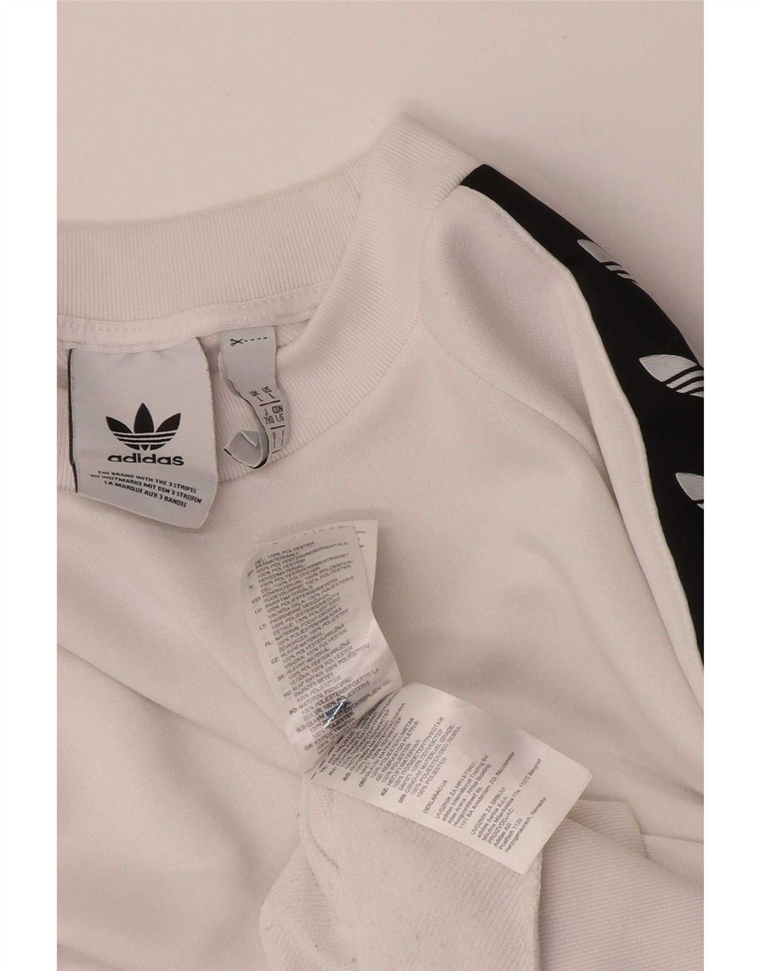 Adidas Mens Graphic Moletom Jumper Grande Branco Colorblock Poliéster