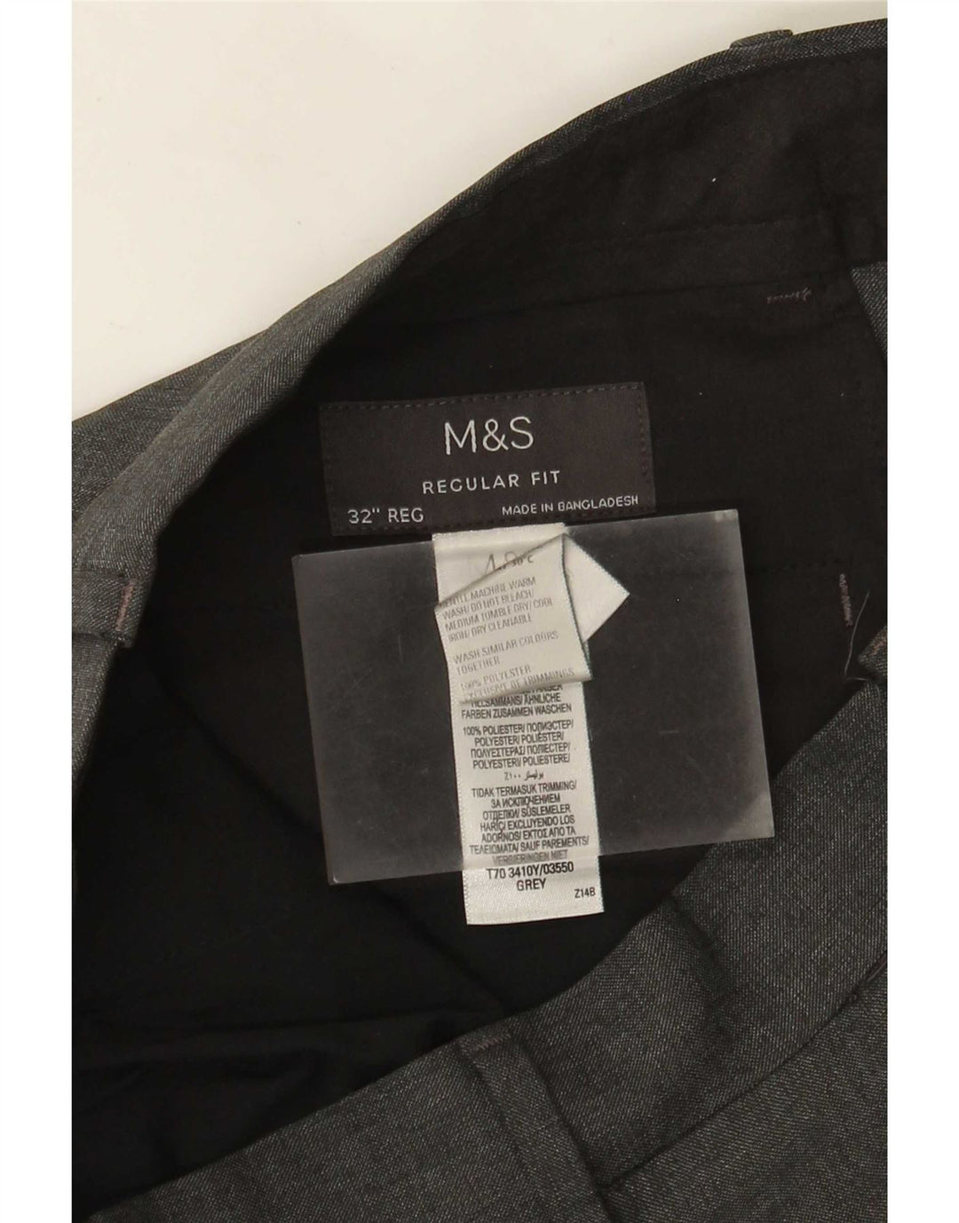 Calça chino masculina Marks & Spencer reta regular fit W32 L31 cinza