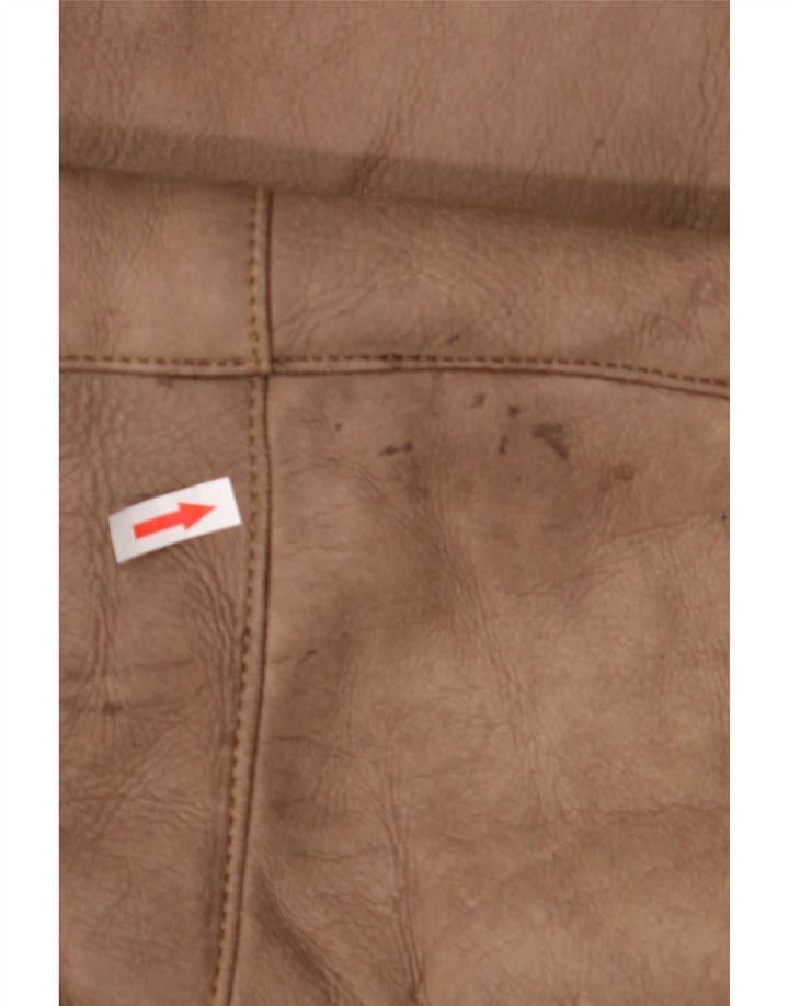 Vintage Mens Loose Fit Shearling Jacket UK 36 Small Brown