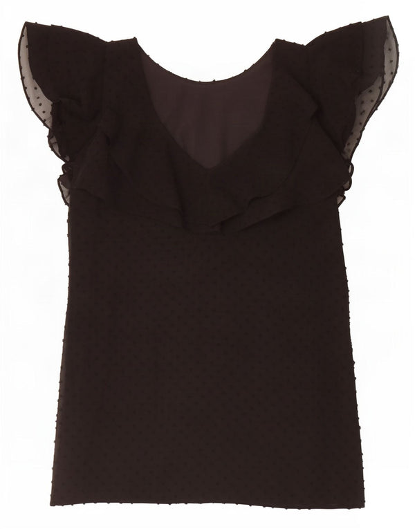 Vestido básico feminino Zara UK 10 pequeno poliéster manchado preto