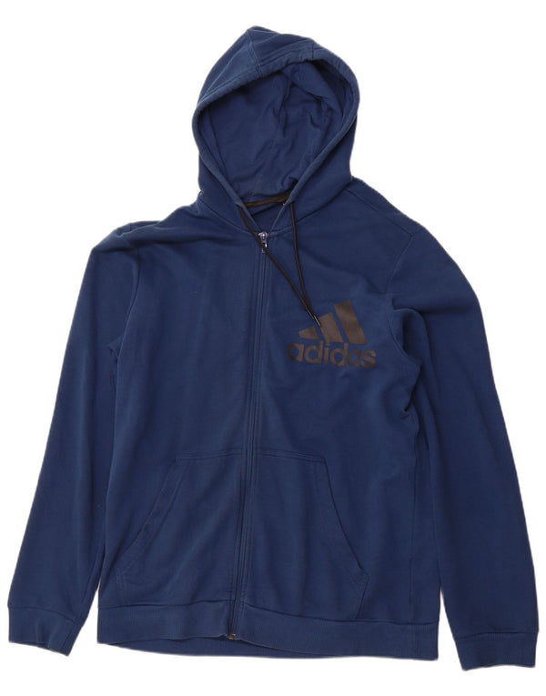 ADIDAS Mens Graphic Zip Hoodie Suéter Médio Azul