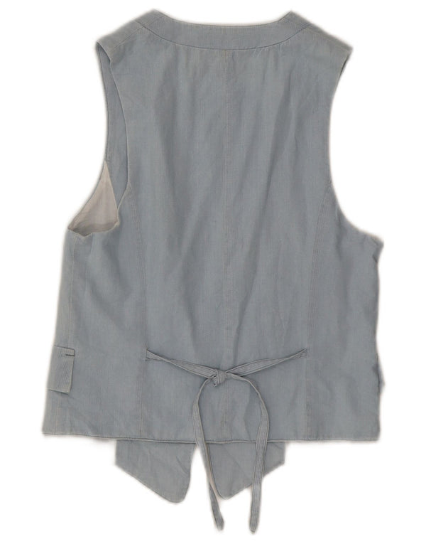 Zara Womens OPEN Colete Reino Unido 10 Pequeno Azul