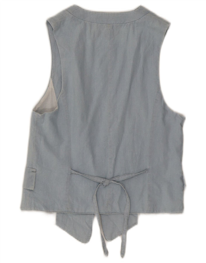 Zara Womens OPEN Colete Reino Unido 10 Pequeno Azul