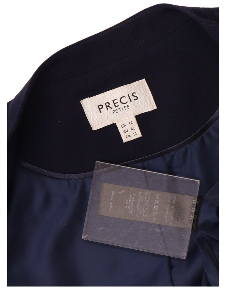 Jaqueta Blazer Feminina PRECIS Crop Open UK 14 Poliéster Azul Marinho Médio