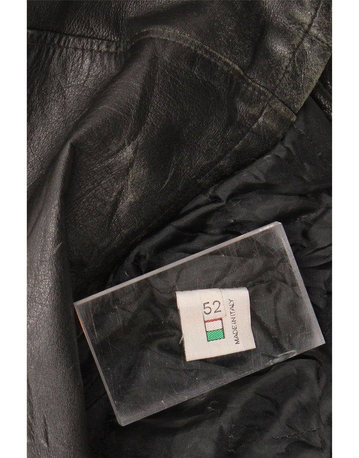 VINTAGE Mens Leather Jacket IT 52 XL Black Vintage Vintage and Second-Hand Vintage from Messina Hembry 