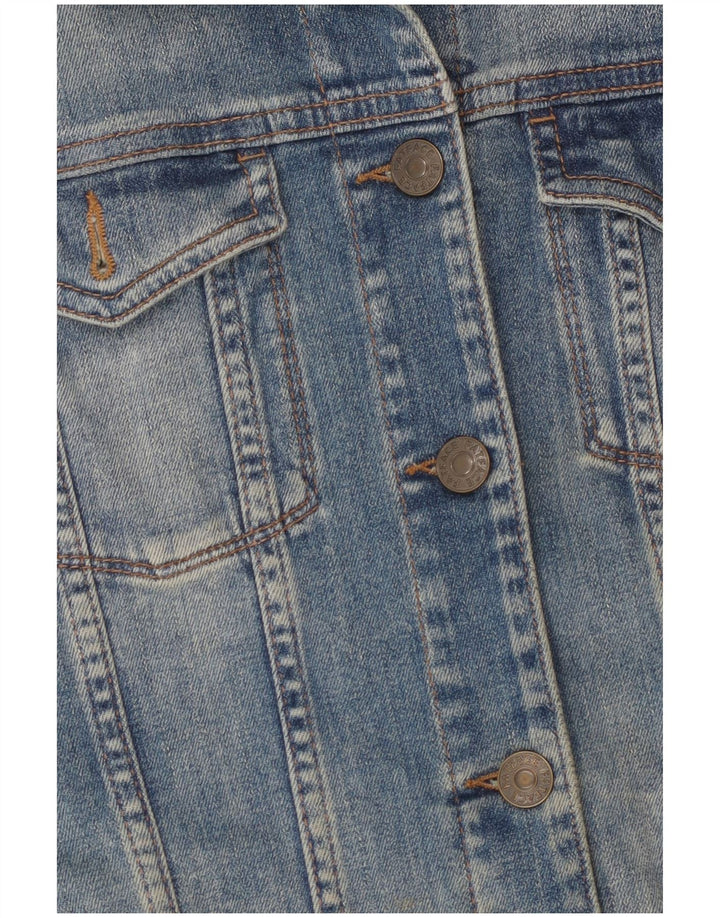 Jaqueta jeans feminina Fat Face Reino Unido 10 algodão azul pequeno