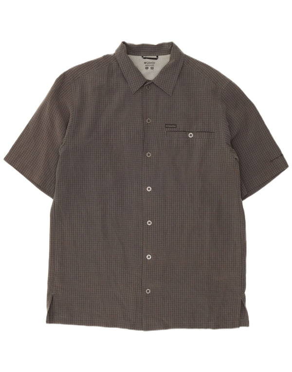 Camisa masculina Columbia de manga curta regular fit pequena cinza Polynosic