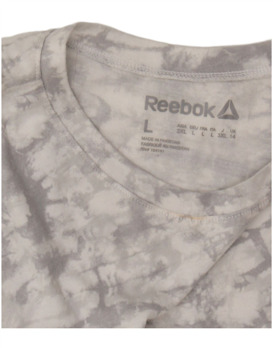 Colete feminino REEBOK UK 14 grande cinza tie-dye
