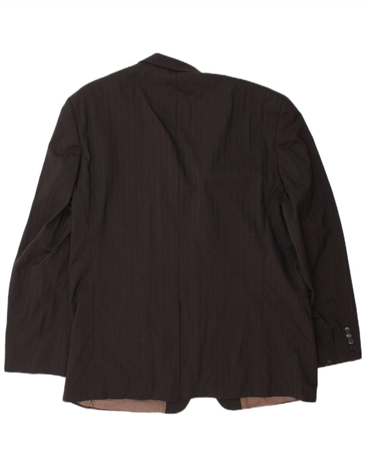 Jaqueta blazer masculina de 2 botões HUGO BOSS UE 58 4XL lã listrada marrom