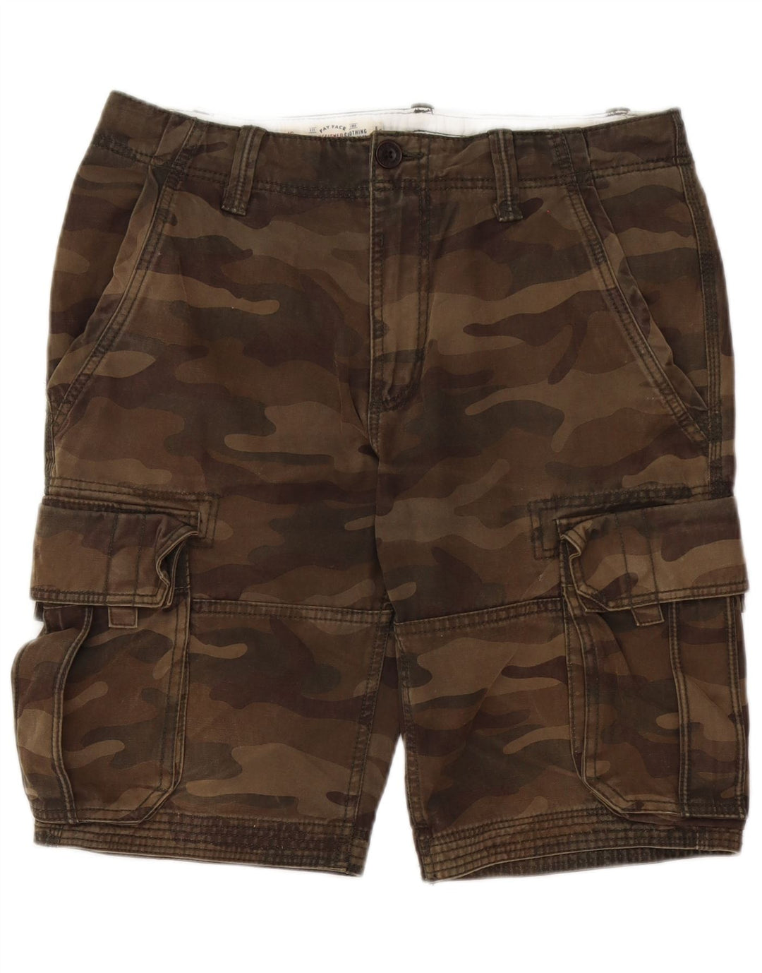 Shorts cargo masculino Fat Face W32 algodão camuflado cáqui médio