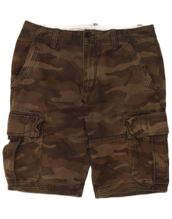 Shorts cargo masculino Fat Face W32 algodão camuflado cáqui médio