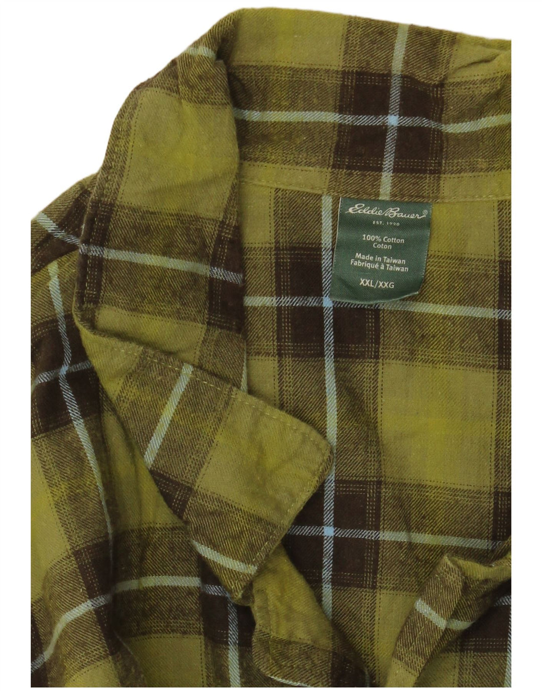 Camisa masculina de flanela EDDIE BAUER 2XL algodão xadrez verde