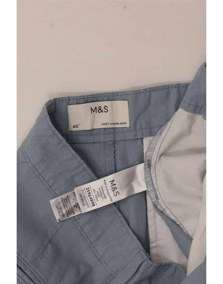 Shorts Chino Masculino Marks & Spencer W40 XL Linho Azul