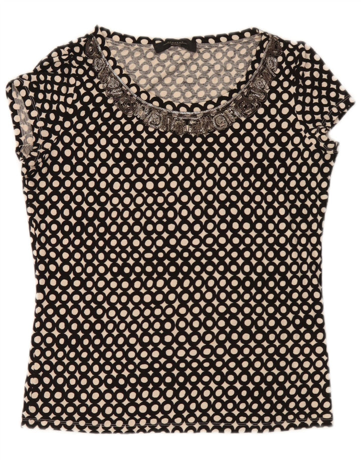 Blusa feminina de fim de semana Max Mara UK 10 pequena viscose preta manchada