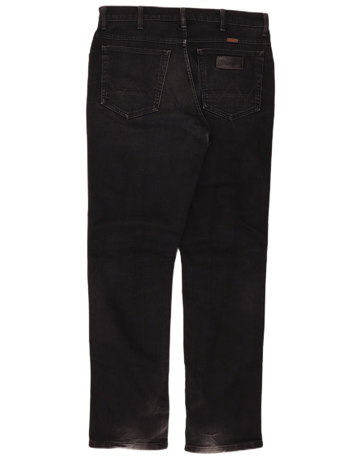 Wrangler Masculino Texas Stretch Straight Jeans W36 L34 Algodão Preto