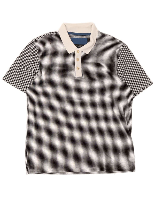 Camisa polo masculina de rugby Ted Baker tamanho 4 poliéster geométrico preto grande