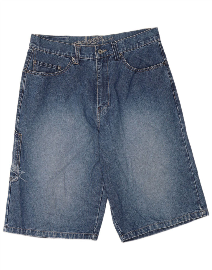 Shorts jeans feminino gráfico Billabong W32 grande algodão azul