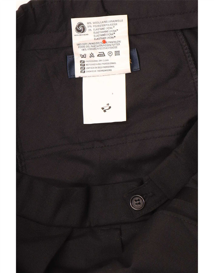 Calça masculina Marks & Spencer com pegged terno W36 L31 lã preta