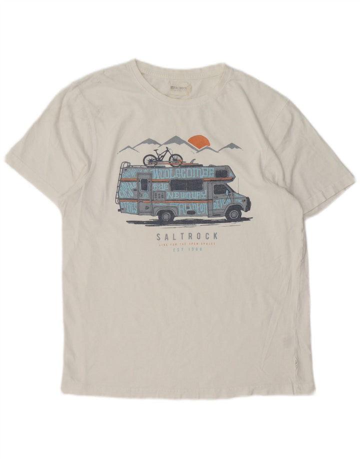 Camiseta masculina gráfica Saltrock top pequeno algodão branco