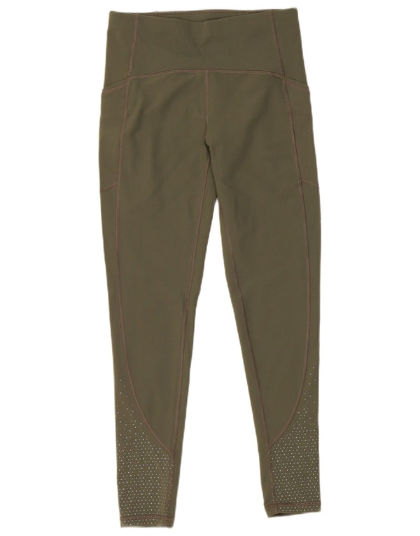Lululemon Leggings feminino US 6 nylon manchado verde médio