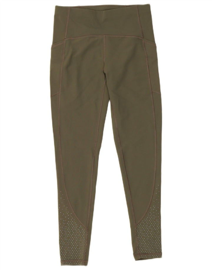 Lululemon Leggings feminino US 6 nylon manchado verde médio