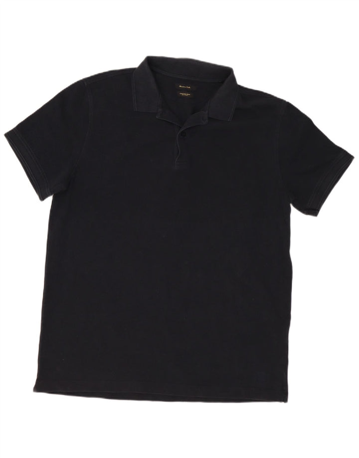 Camisa polo masculina Massimo Dutti grande algodão preto