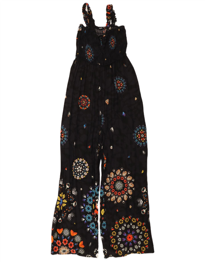 DESIGUAL Macacão feminino gráfico sem mangas UK 14 grande preto floral