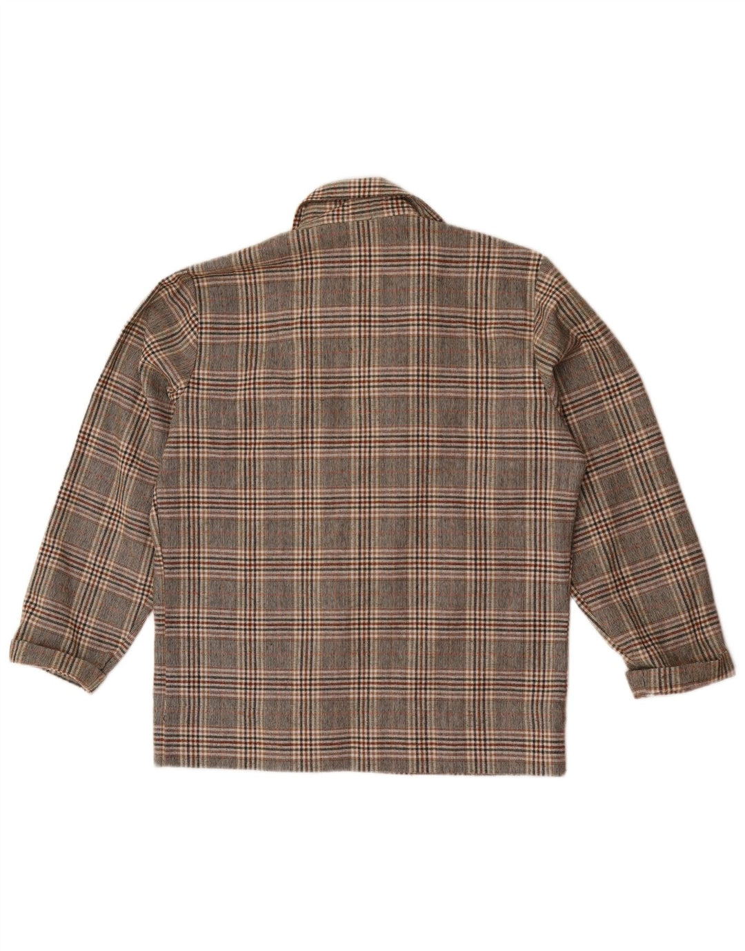 Camisa feminina vintage com zíper completo Reino Unido 16 grande xadrez cinza