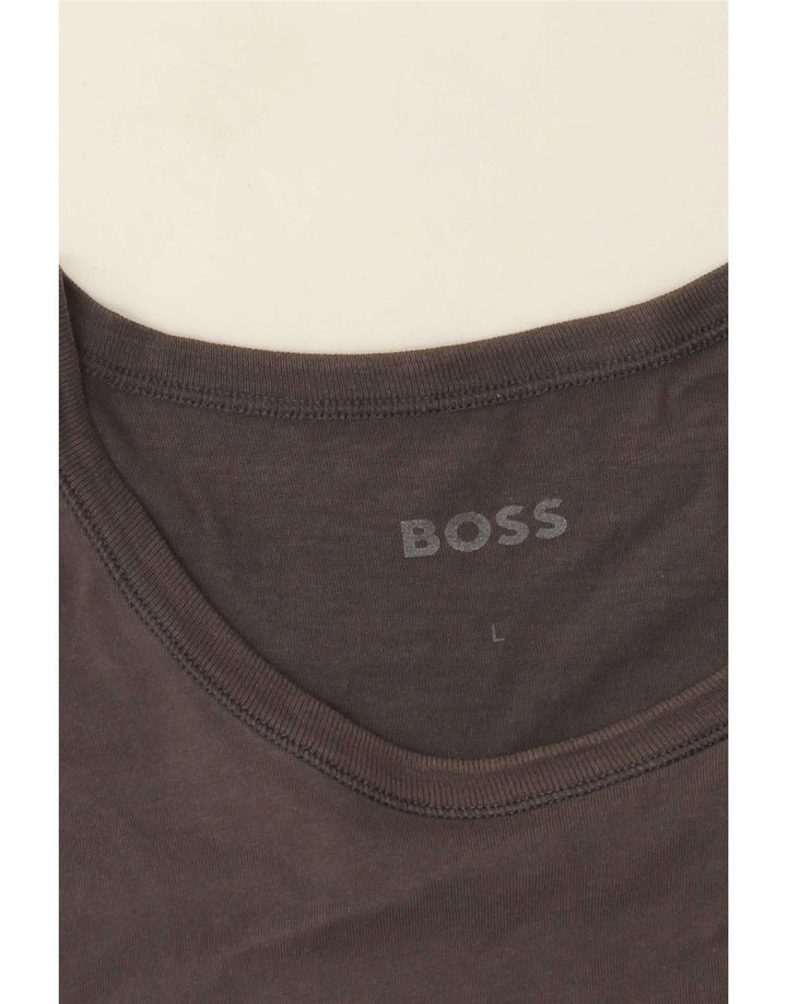 Camiseta feminina Hugo Boss UK 14 grande cinza