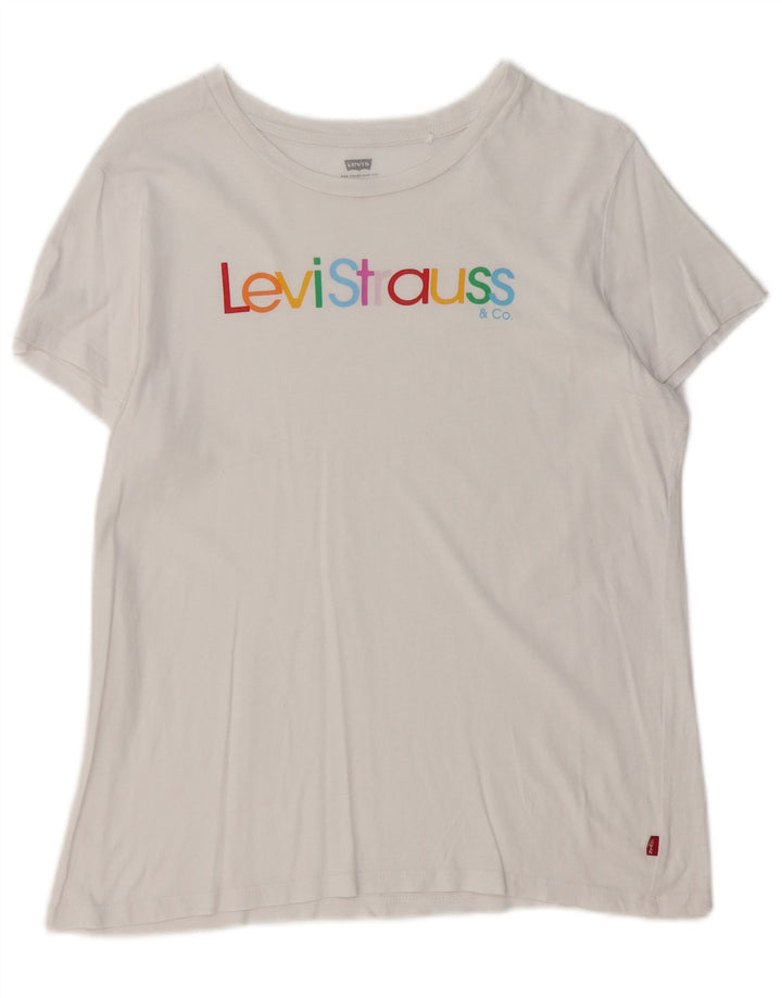 Camiseta feminina gráfica LEVI'S UK 14 médio branco