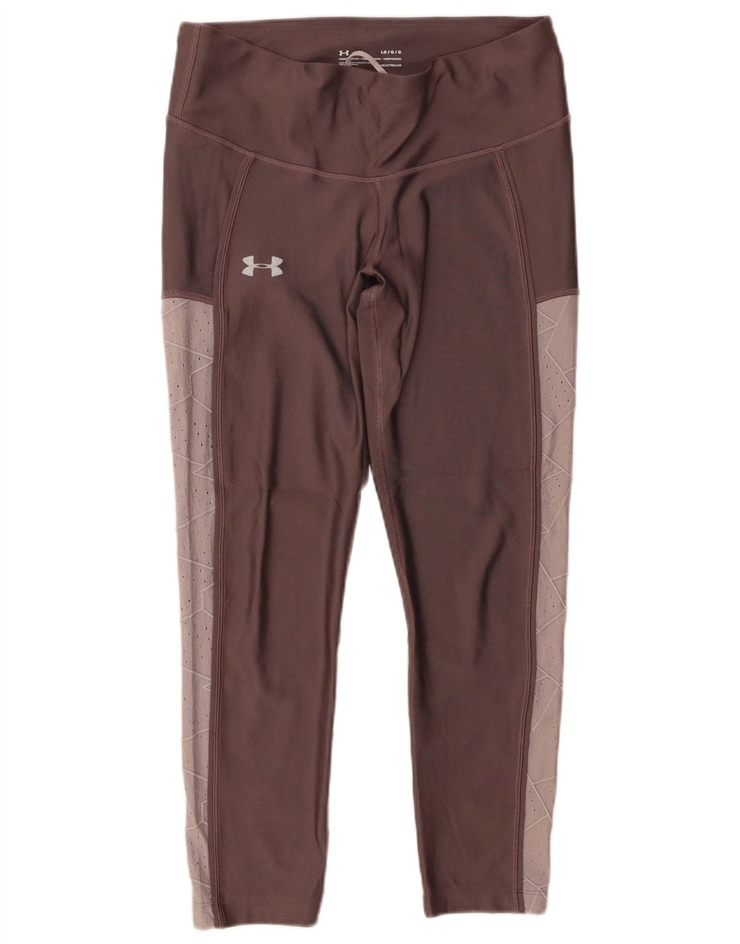 Under Armour Womens Leggings UK 16 Grande bloco colorido marrom