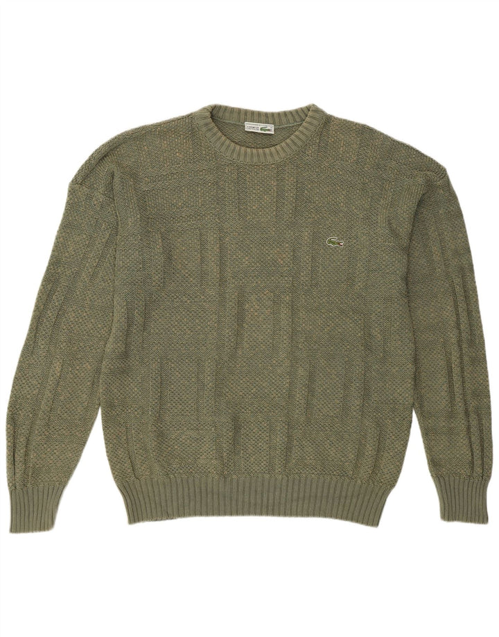 Suéter masculino Lacoste com gola redonda tamanho 6 XL algodão cáqui